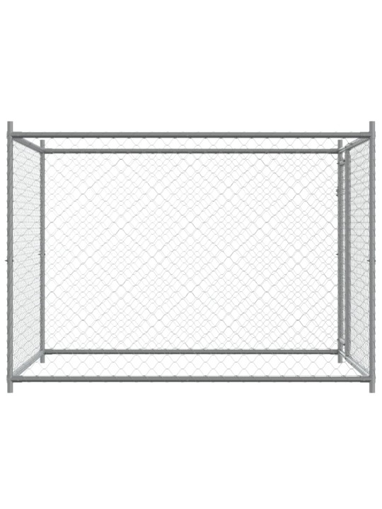 Suņu būris ar durvīm, pelēks, 2x2x1,5 m, cinkots tērauds