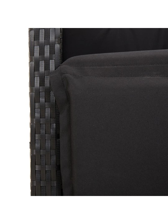 5-daļīgs dārza mēbeļu komplekts, matrači, melna PE  rotangpalma