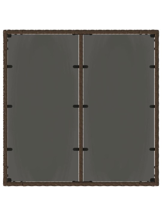 Dārza galds ar stikla virsmu, 90x90x75 cm, brūna pe rotangpalma