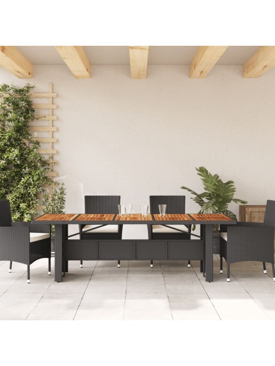 Dārza galds ar akācijas virsmu, melns, 240x90x75 cm, pe pinums