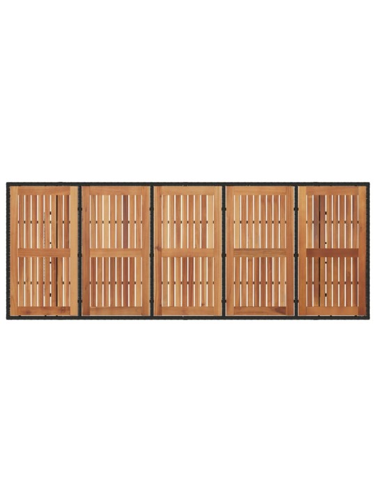 Dārza galds ar akācijas virsmu, melns, 240x90x75 cm, pe pinums