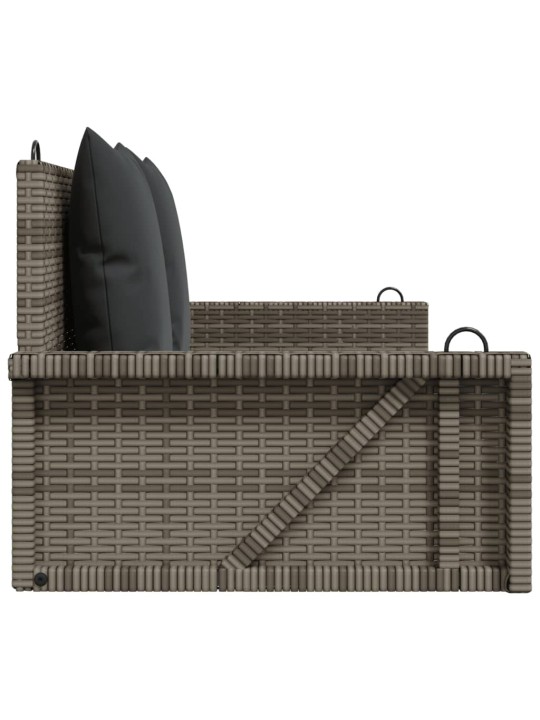 Šūpoļu sols ar spilveniem, pelēks, 119x56x48 cm, pe rotangpalma