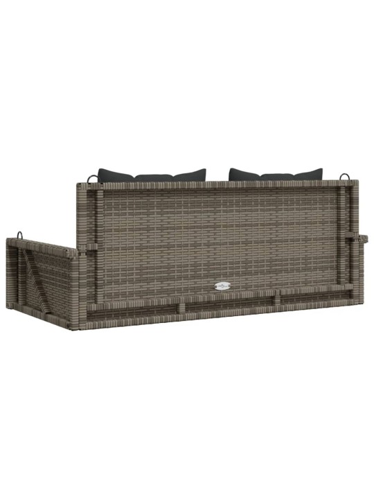 Šūpoļu sols ar spilveniem, pelēks, 119x56x48 cm, pe rotangpalma