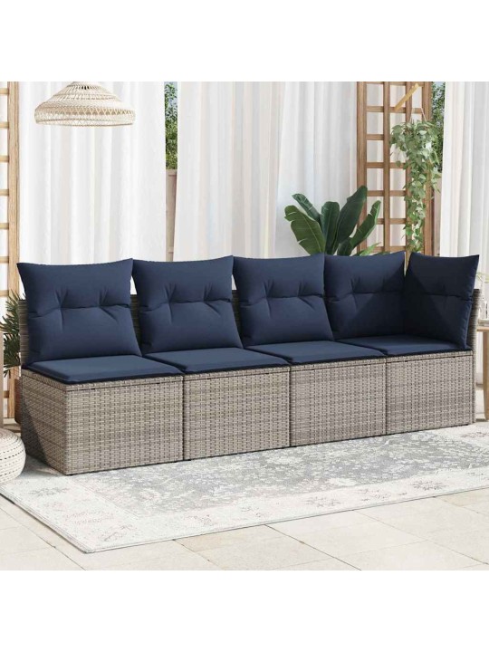 Dārza dīvāns ar spilvenu pelēka 227 x 62 x 69cm poliratāns