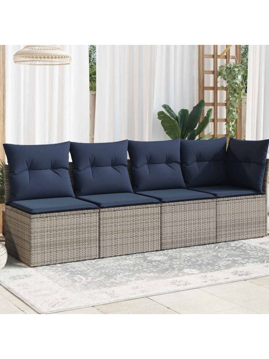 Dārza dīvāns ar spilvenu pelēka 227 x 62 x 69cm poliratāns