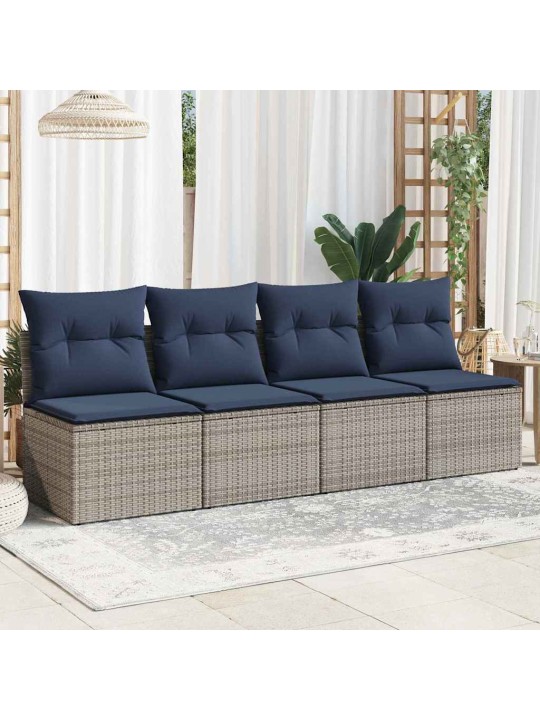 Dārza dīvāns ar spilvenu pelēka 220 x 62 x 69cm poliratāns