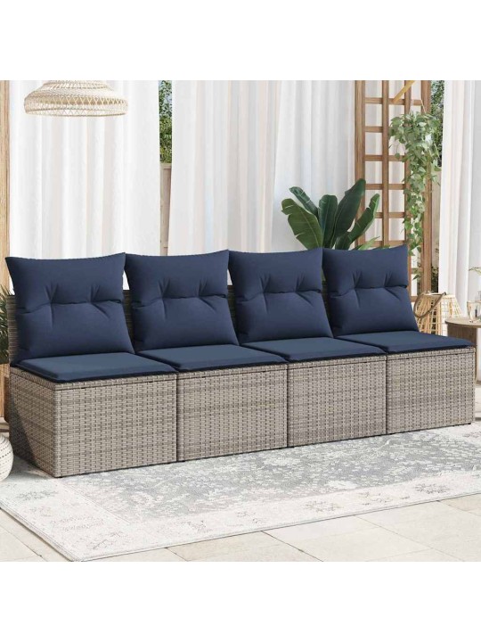 Dārza dīvāns ar spilvenu pelēka 220 x 62 x 69cm poliratāns