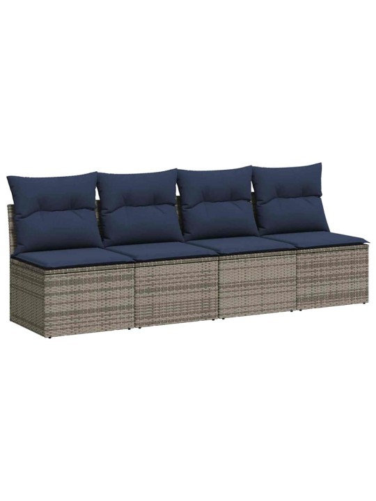 Dārza dīvāns ar spilvenu pelēka 220 x 62 x 69cm poliratāns