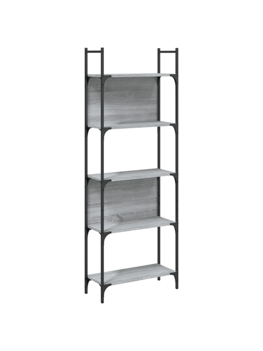 Grāmatu plaukts, 5 līmeņi, pelēks, 60,5x24x166,5 cm, koks