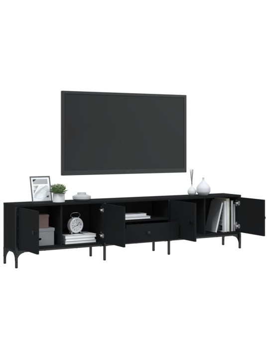 Tv plaukts, melns, 200x25x44 cm, inženierijas koks