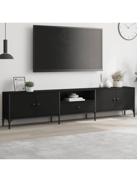 Tv plaukts, melns, 200x25x44 cm, inženierijas koks