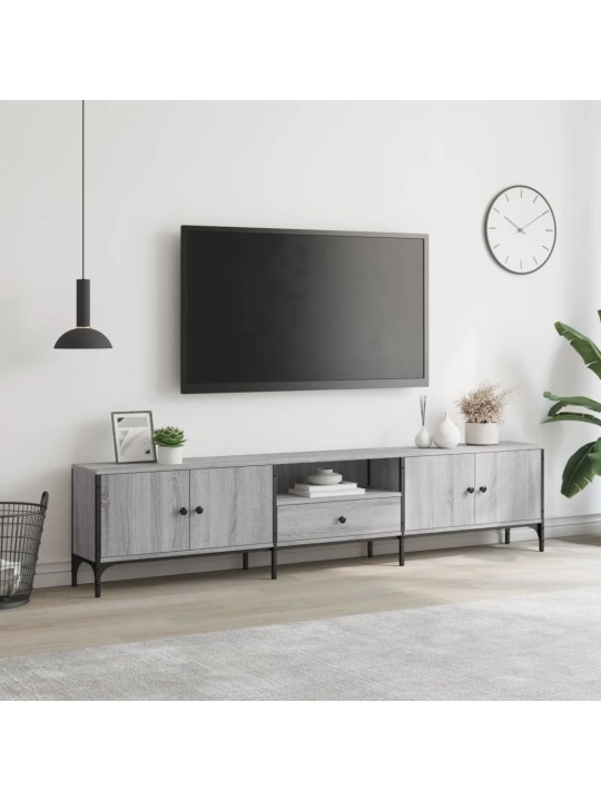 Tv plaukts, 200x25x44 cm, inženierijas koks, pelēka ozola