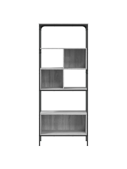 Grāmatu plaukts, 5 līmeņi, pelēks, 76x33x188,5 cm, koks