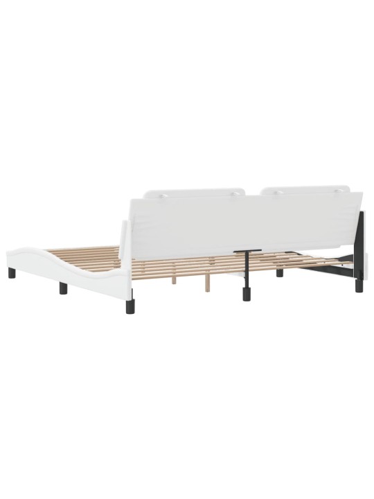 Gultas rāmis ar galvgali, balts, 200x200 cm, mākslīgā āda