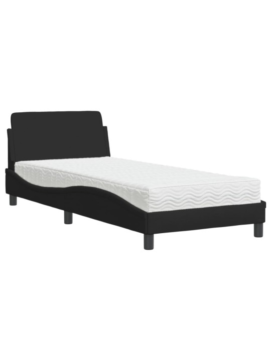 Gultas rāmis ar matraci, melns, 90x190 cm, audums