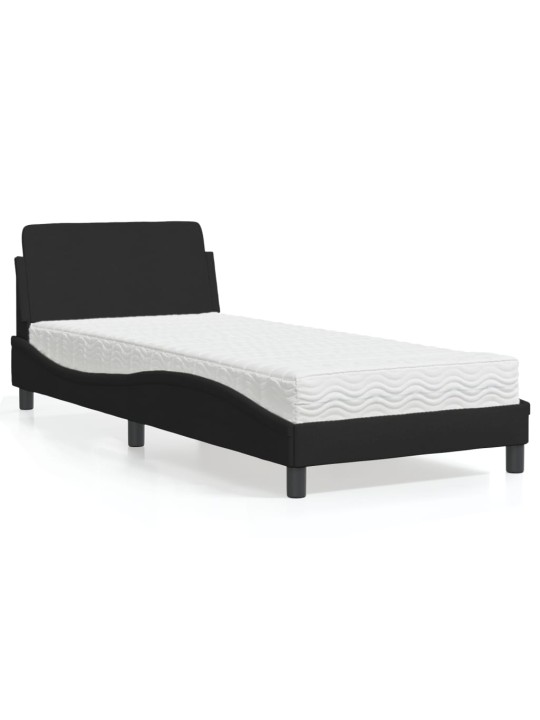 Gultas rāmis ar matraci, melns, 90x190 cm, audums