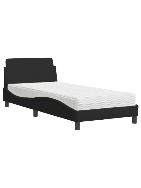 Gultas rāmis ar matraci, melns, 90x200 cm, audums