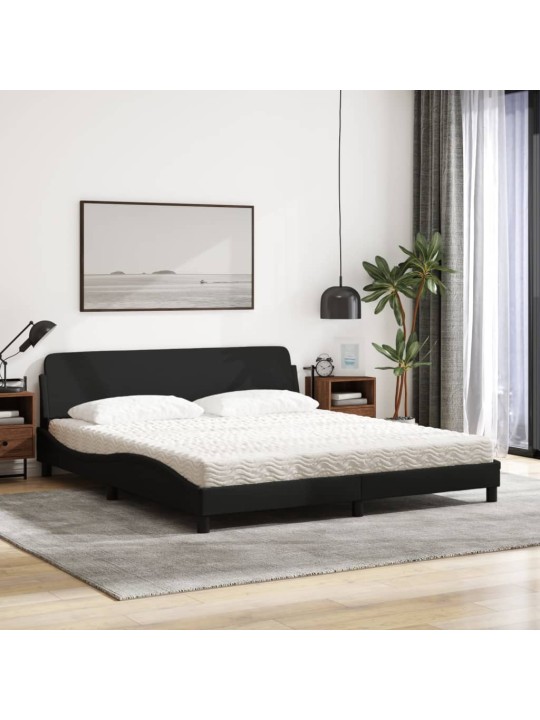 Gulta ar matraci, melns, 180x200 cm, audums