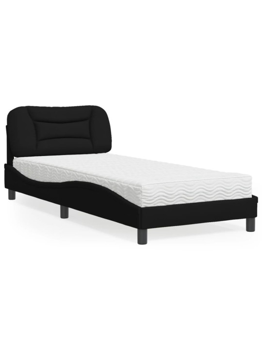 Gultas rāmis ar matraci, melns, 90x190 cm, audums