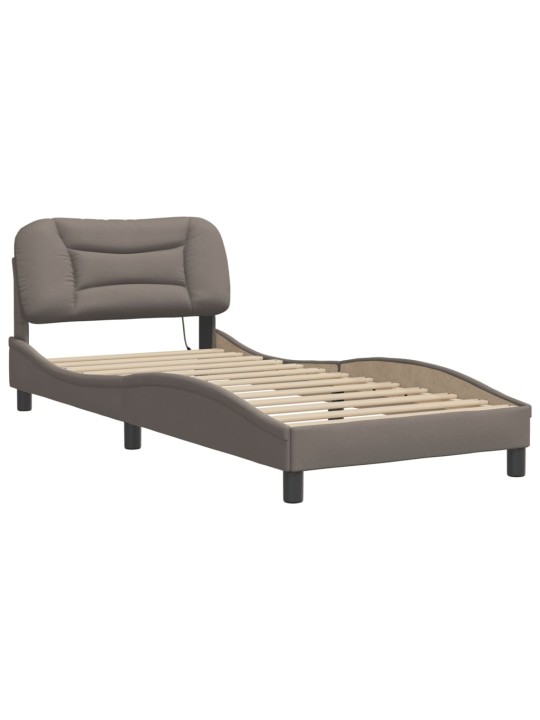 Gultas rāmis ar LED bez matrača Taupe 80x200 cm Audums
