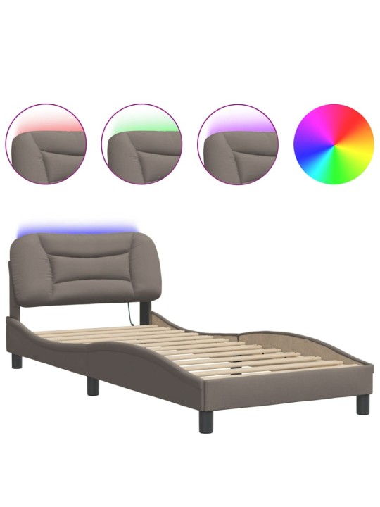 Gultas rāmis ar LED bez matrača Taupe 80x200 cm Audums
