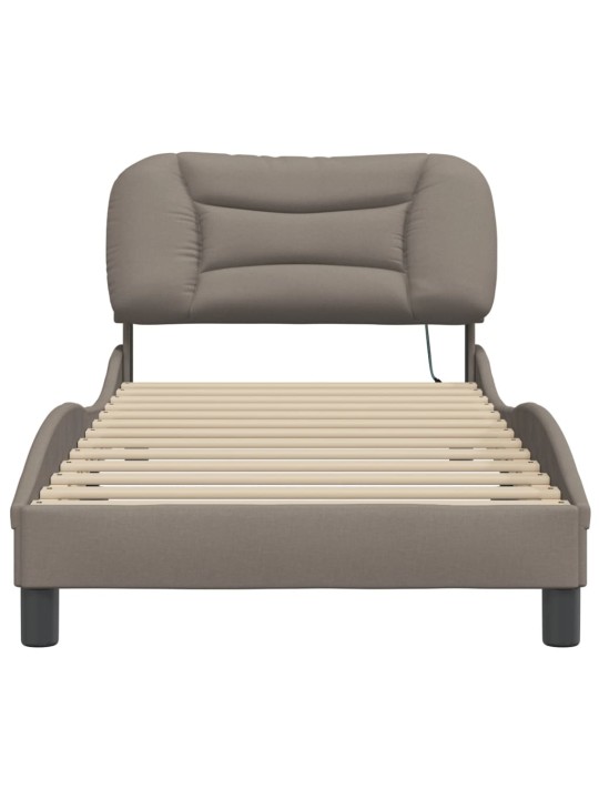 Gultas rāmis ar LED bez matrača Taupe 80x200 cm Audums