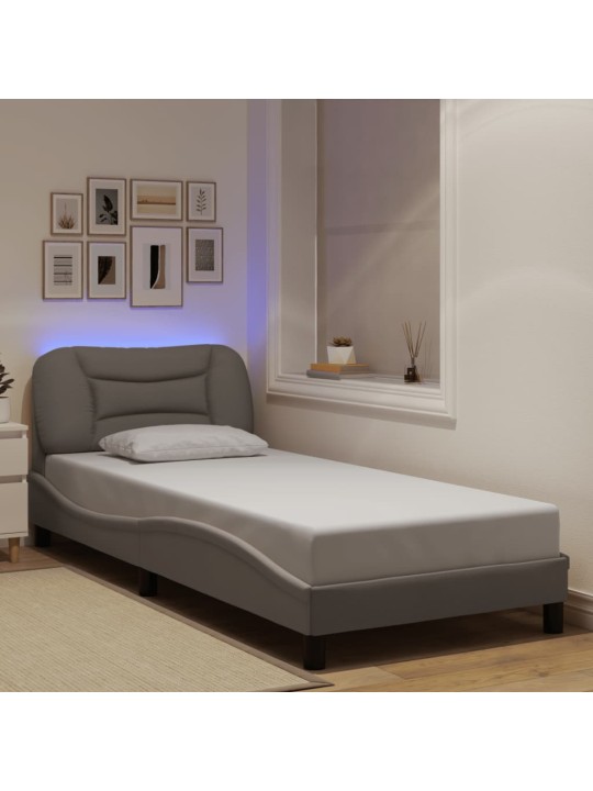 Gultas rāmis ar LED bez matrača Taupe 80x200 cm Audums