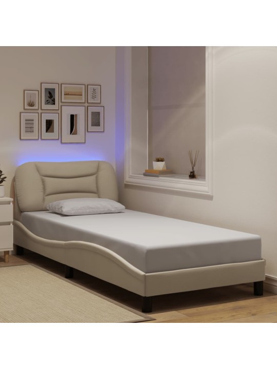Gultas rāmis ar led, krēmkrāsas, 80x200 cm, audums