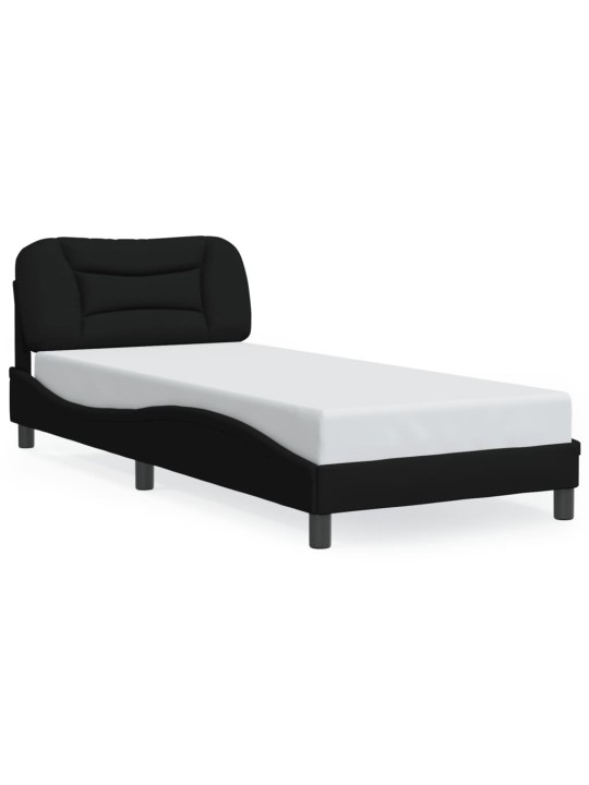 Gultas rāmis ar LED bez matrača, melns, 90x190cm audums