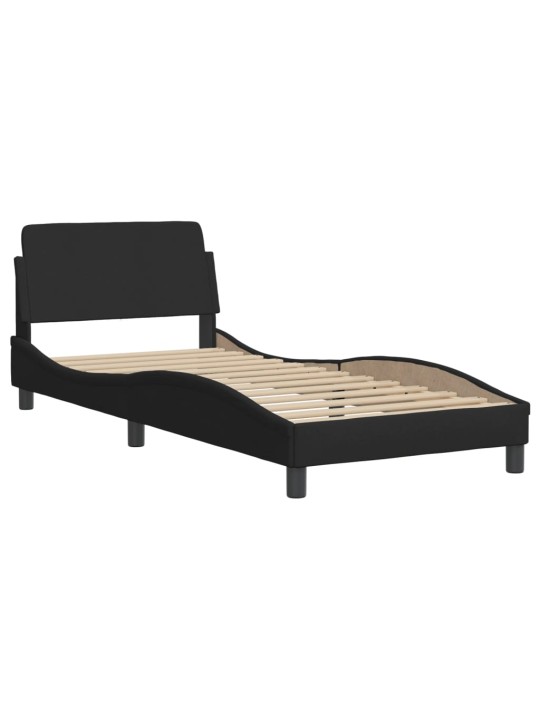 Gultas rāmis ar LED bez matrača, melns, 90x190cm audums