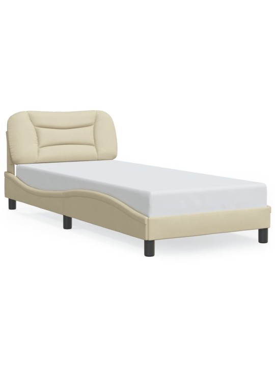 Gultas rāmis ar led, krēmkrāsa, 90x190 cm, audums