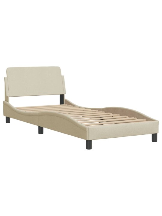 Gultas rāmis ar led, krēmkrāsa, 90x190 cm, audums