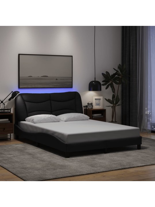 Gultas rāmis ar LED bez matrača, melns, 120x200 cm, audums