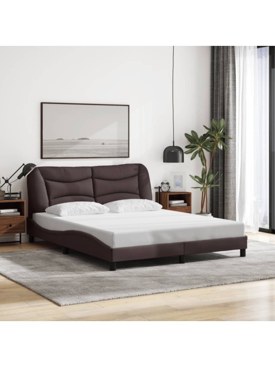 Gultas rāmis ar LED, tumši brūns, 160x200 cm, audums