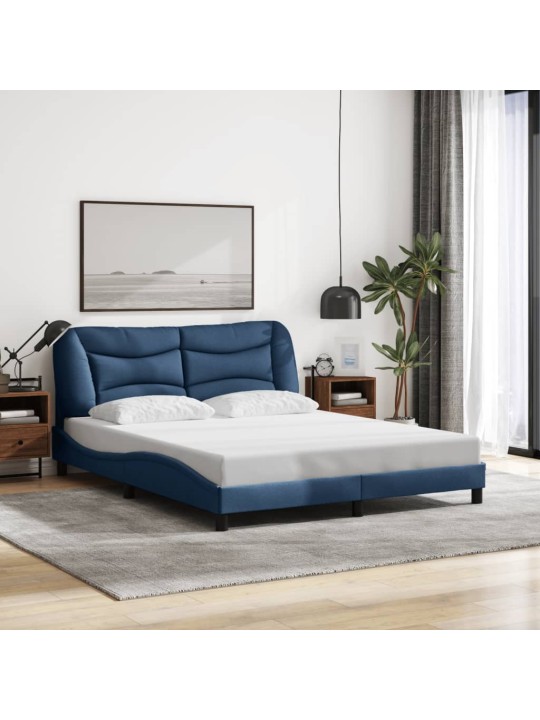 Gultas rāmis ar led, zils, 160x200 cm, audums