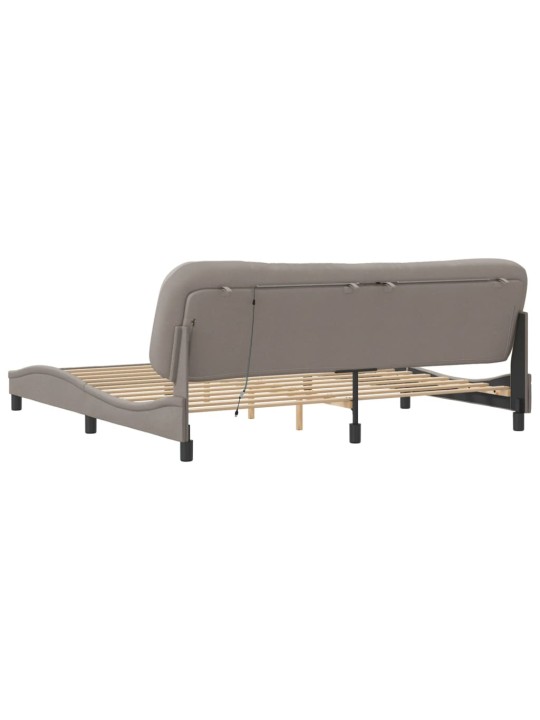 Gultas rāmis ar led, pelēkbrūns, 200x200 cm, audums