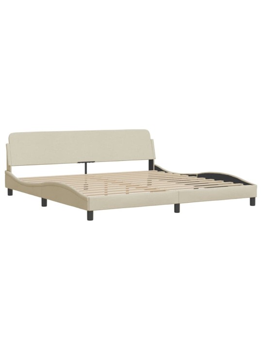 Gultas rāmis ar led, krēmkrāsa, 200x200 cm, audums