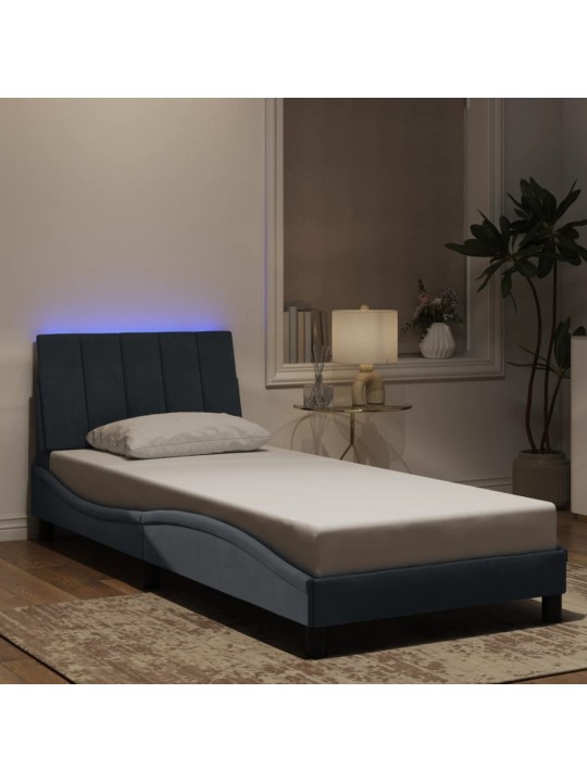 Gultas rāmis ar LED, tumši pelēks samts, 80x200 cm