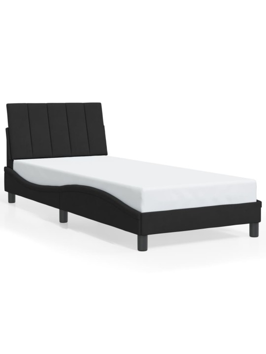 Gultas rāmis ar LED, melns samts, 80x200 cm