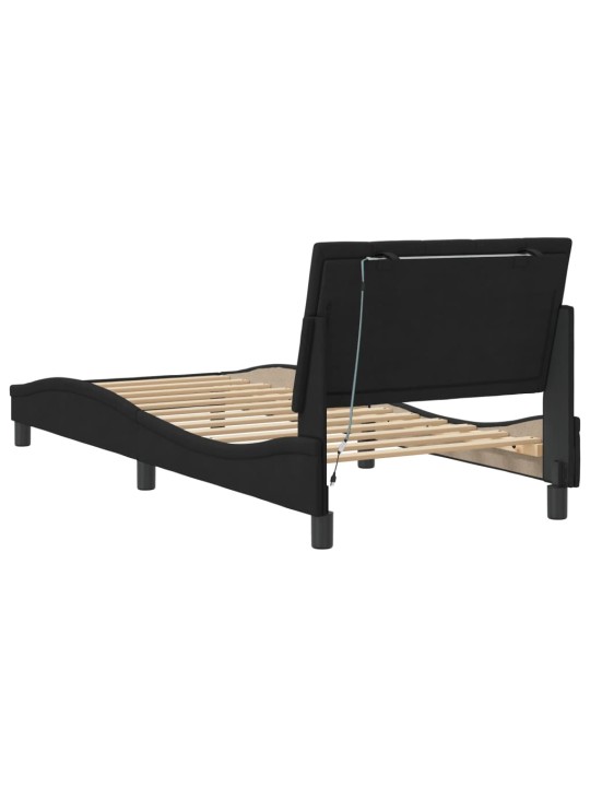 Gultas rāmis ar LED, melns samts, 80x200 cm