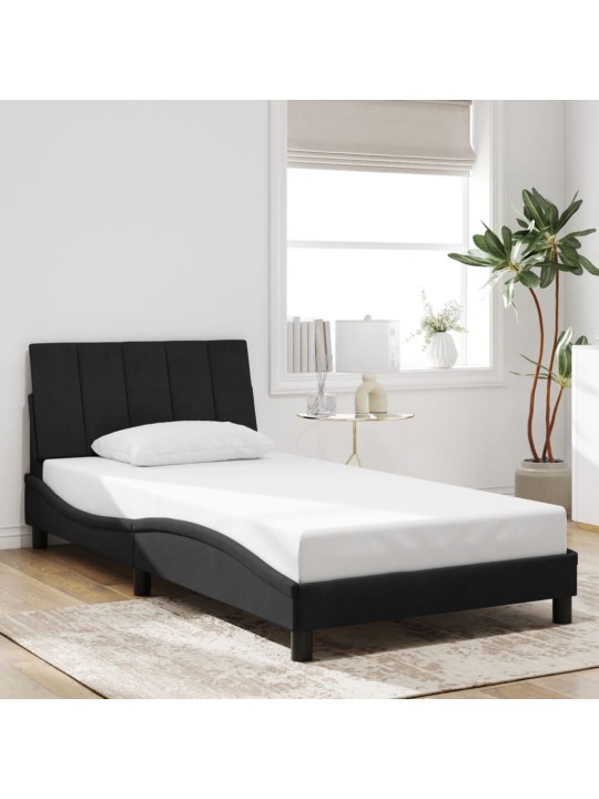 Gultas rāmis ar LED, melns, 100x200 cm, samts