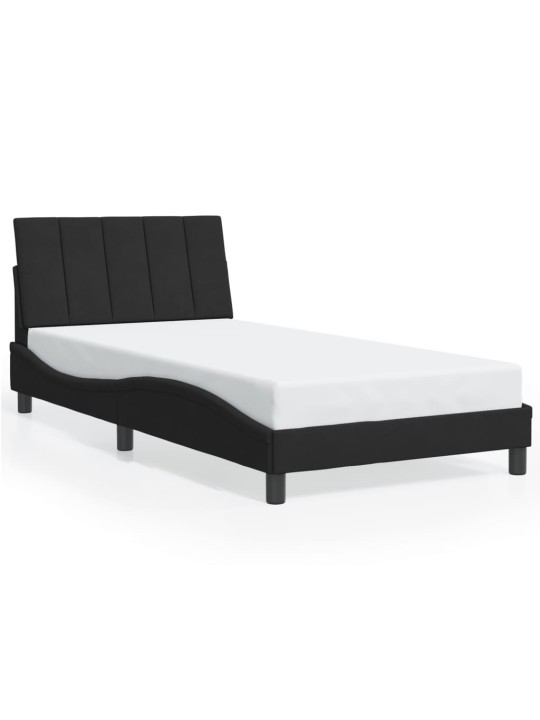 Gultas rāmis ar LED, melns, 100x200 cm, samts