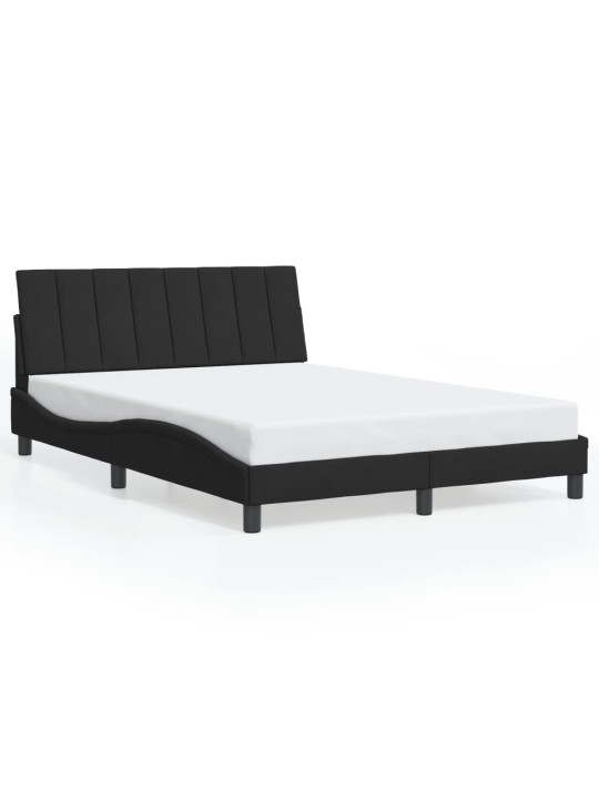 Gultas rāmis ar LED, melns, 120x200 cm, samts