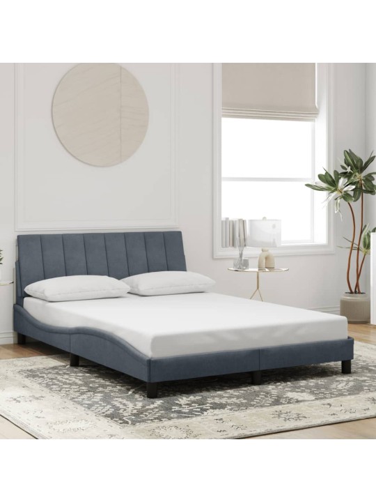 Gultas rāmis ar LED, tumši pelēks samts, 140x190 cm
