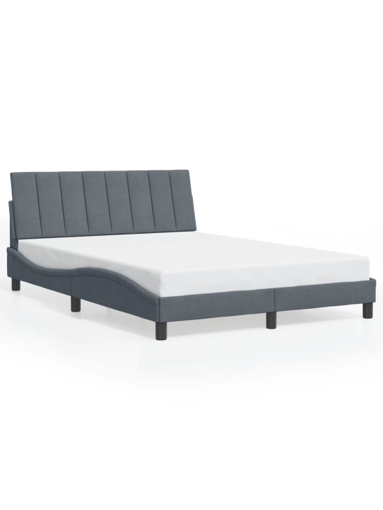 Gultas rāmis ar LED, tumši pelēks samts, 140x190 cm