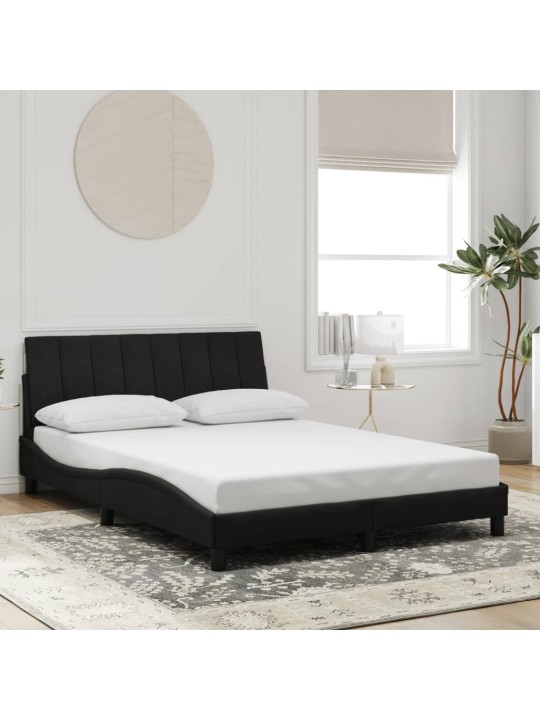 Gultas rāmis ar LED, melns, 140x190 cm, samts