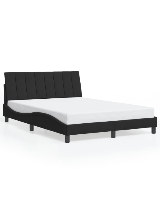 Gultas rāmis ar LED, melns, 140x190 cm, samts