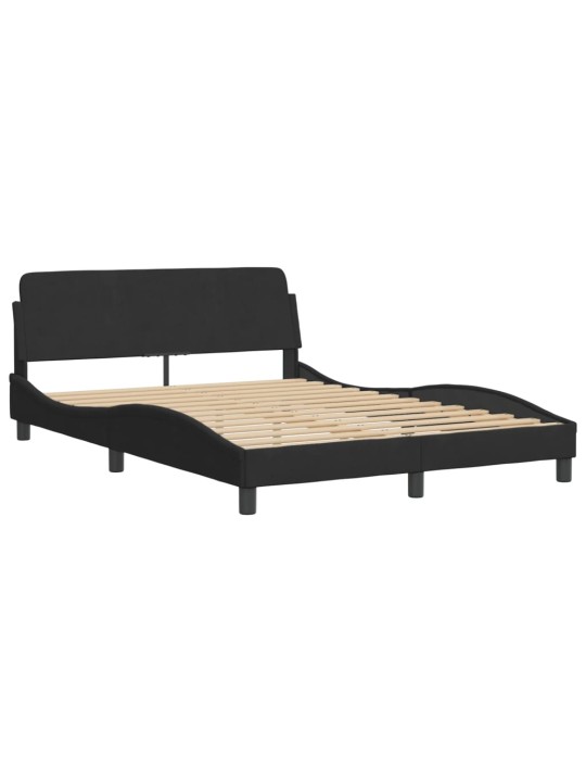 Gultas rāmis ar LED, melns, 140x190 cm, samts