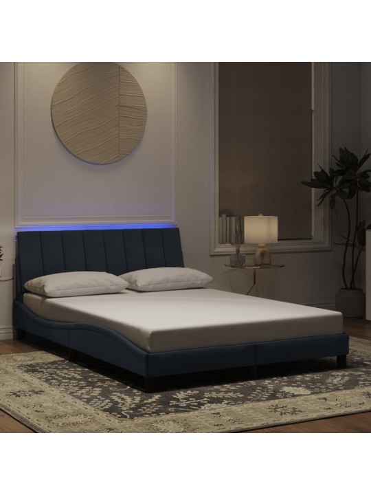 Gultas rāmis ar LED, tumši pelēks samts, 140x200 cm