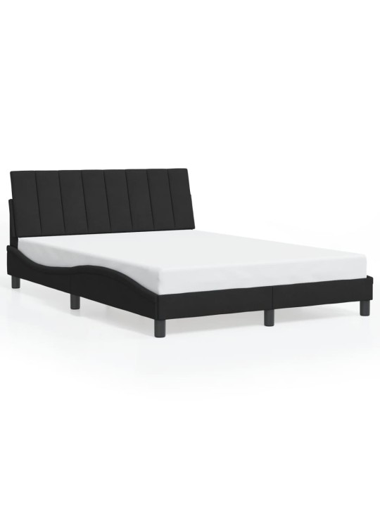 Gultas rāmis ar LED, melns, 140x200 cm, samts